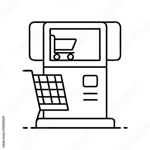 self checkout kiosk icon, self checkout kiosk line art - simple line art of self checkout kiosk, perfect for self checkout kiosk logos and icons