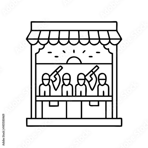 shooting gallery icon, shooting gallery line art - simple line art of shooting gallery, perfect for shooting gallery logos and icons