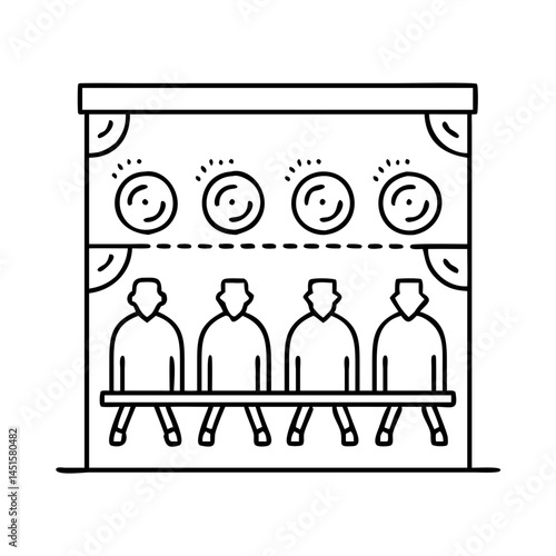 shooting gallery icon, shooting gallery line art - simple line art of shooting gallery, perfect for shooting gallery logos and icons