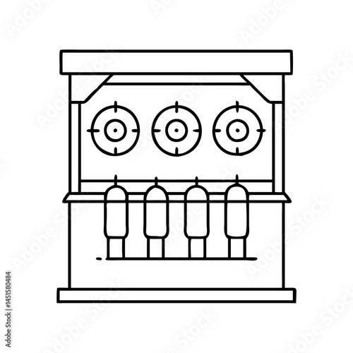 shooting gallery icon, shooting gallery line art - simple line art of shooting gallery, perfect for shooting gallery logos and icons