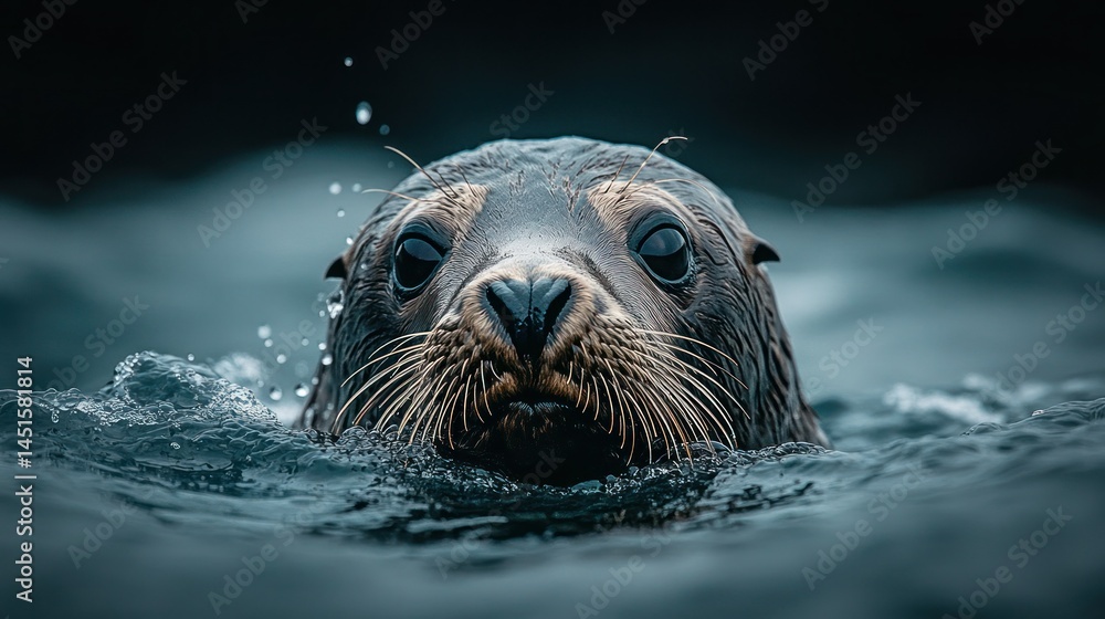 Fototapeta premium Close-up of a seal emerging from the water