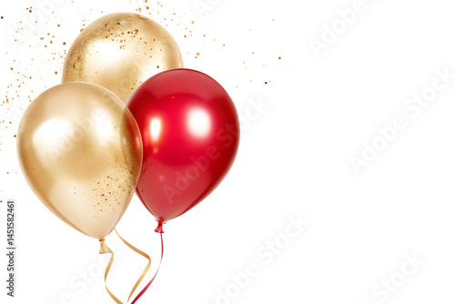red gold festive balloons isolated on white background PNG