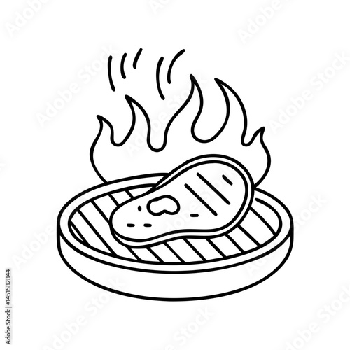 sizzling steak icon, sizzling steak line art - simple line art of sizzling steak, perfect for sizzling steak logos and icons