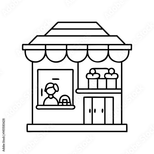 souvenir shop icon, souvenir shop line art - simple line art of souvenir shop, perfect for souvenir shop logos and icons