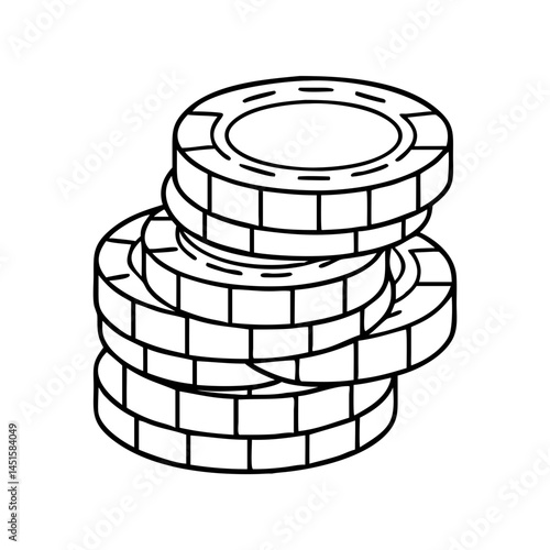 stack of poker chips icon, stack of poker chips line art - simple line art of stack of poker chips, perfect for stack of poker chips logos and icons