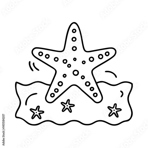 starfish in tide pool icon, starfish in tide pool line art - simple line art of starfish in tide pool, perfect for starfish in tide pool logos and icons