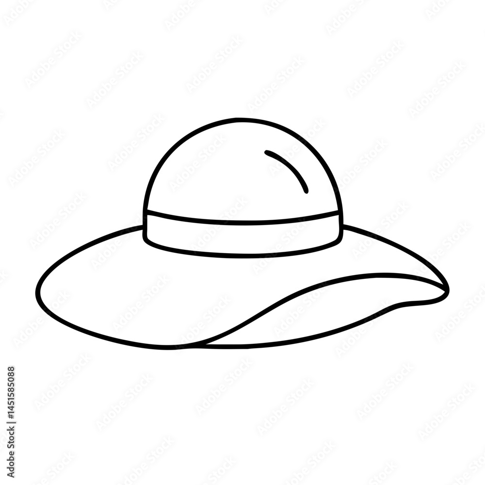 sun hat icon, sun hat line art - simple line art of sun hat, perfect for sun hat logos and icons sun hat icon, sun hat line art - simple line art of sun hat, perfect for sun hat logos and icons