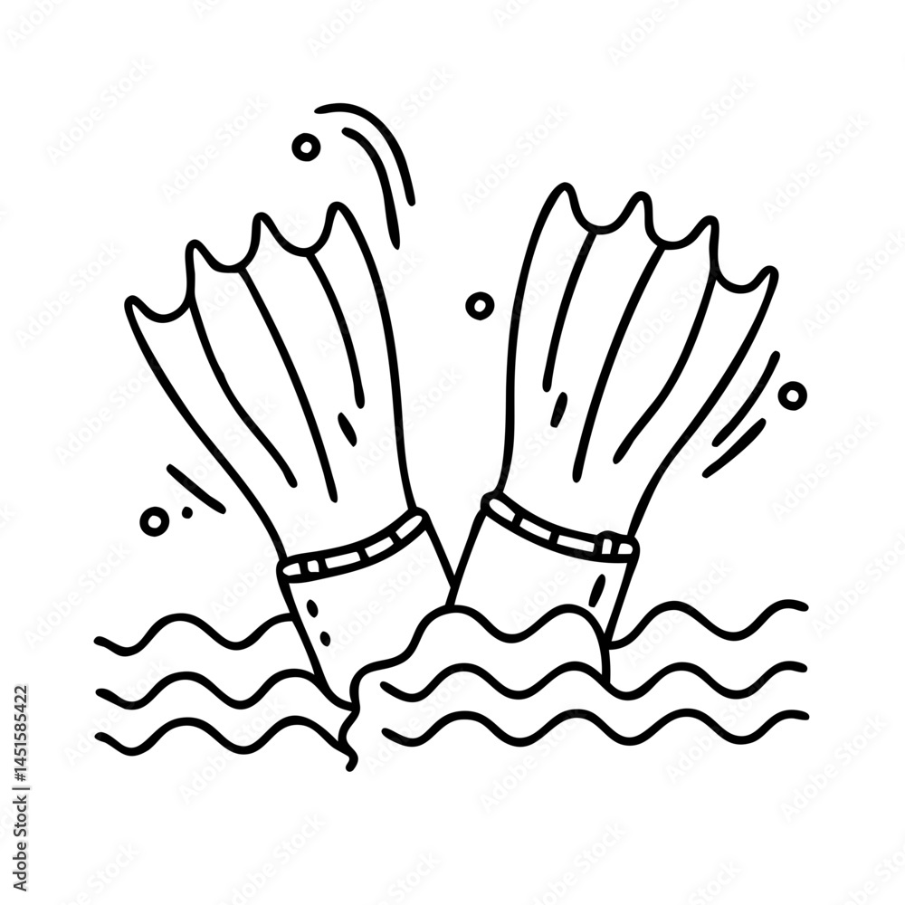 Obraz premium swim fins splashing icon, swim fins splashing line art - simple line art of swim fins splashing, perfect for swim fins splashing logos and icons