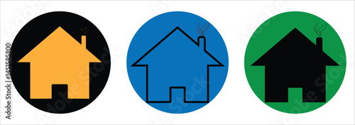 Web home icon for apps and websites, House icon, Home sign in circle or Main page icon