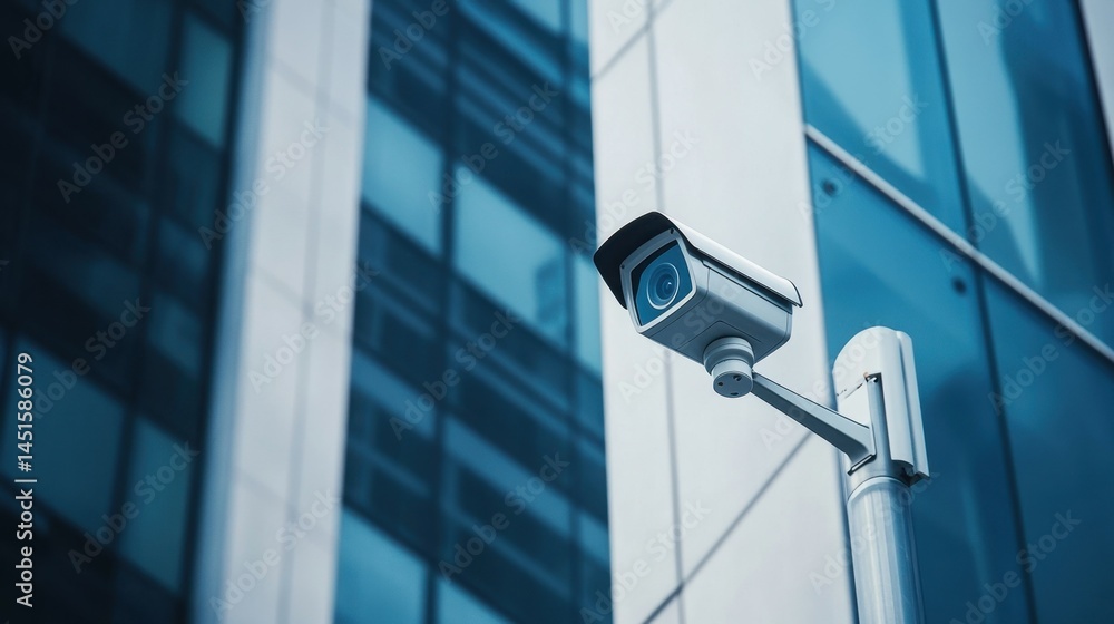Surveillance Camera on Modern Building Exterior Surveillance Camera on Modern Building Exterior