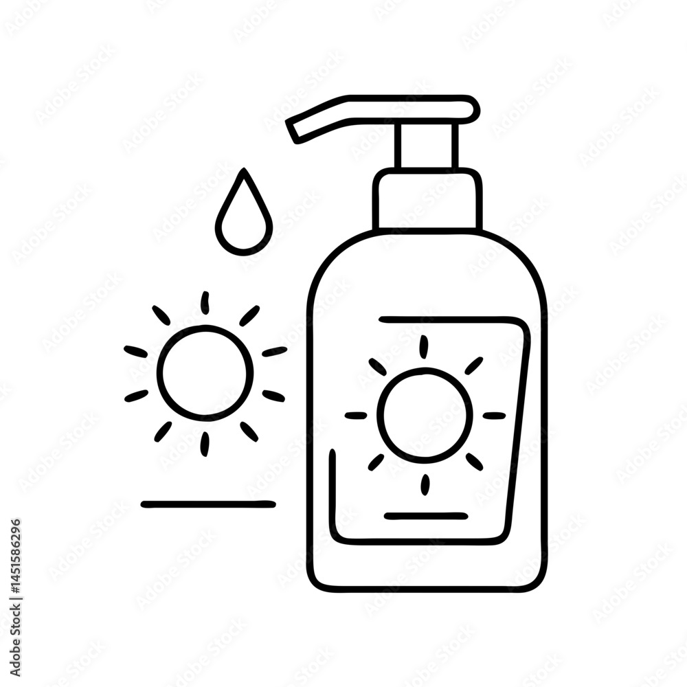 Fototapeta premium tanning lotion icon, tanning lotion line art - simple line art of tanning lotion, perfect for tanning lotion logos and icons
