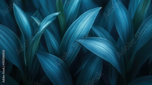 Wallpaper Mural Close-up of vibrant blue-toned leaves. Lush foliage creates a natural backdrop Torontodigital.ca