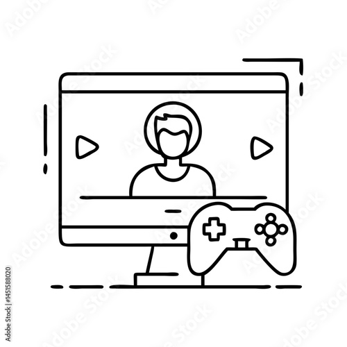 video game stream viewer icon, video game stream viewer line art - simple line art of video game stream viewer, perfect for video game stream viewer logos and icons