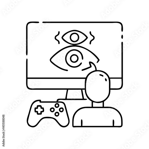 video game stream viewer icon, video game stream viewer line art - simple line art of video game stream viewer, perfect for video game stream viewer logos and icons