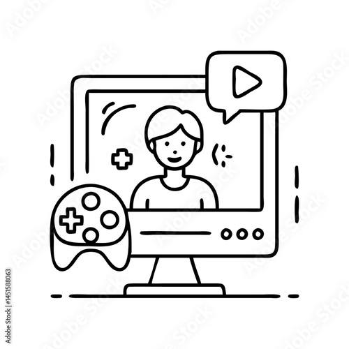 video game stream viewer icon, video game stream viewer line art - simple line art of video game stream viewer, perfect for video game stream viewer logos and icons