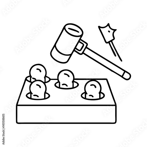 whack a mole game icon, whack a mole game line art - simple line art of whack a mole game, perfect for whack a mole game logos and icons