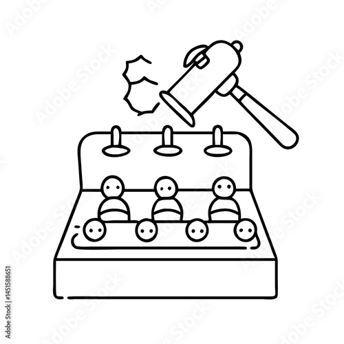 whack a mole game icon, whack a mole game line art - simple line art of whack a mole game, perfect for whack a mole game logos and icons