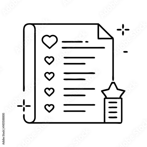 wishlist icon, wishlist line art - simple line art of wishlist, perfect for wishlist logos and icons