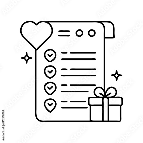 wishlist icon, wishlist line art - simple line art of wishlist, perfect for wishlist logos and icons