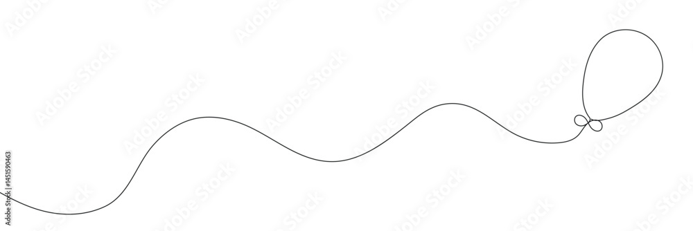 Fototapeta premium One line drawing Balloon vector. Balloon single line vector linear icon. Balloon outline line design. Vector&nbsp;illustration. EPS 10 .