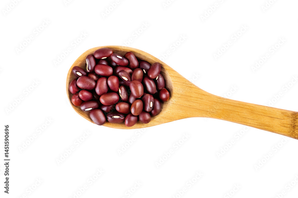 Fototapeta premium wooden spoon with red azuki beans isolated on white background PNG