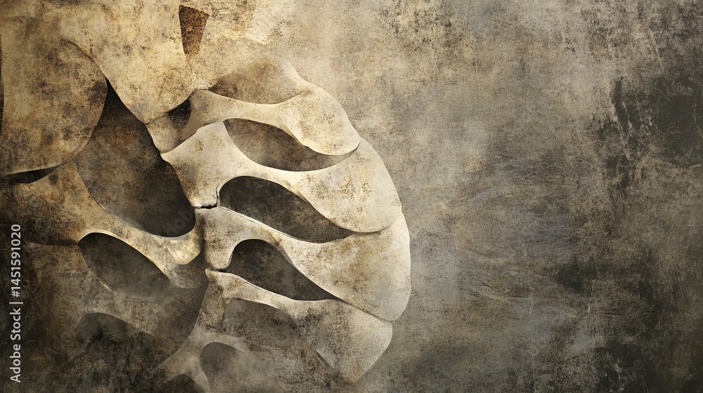 Abstract Representation of Lung Structure Showcasing Organic Forms in Muted Tones