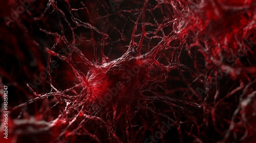 Obraz na płótnie Abstract Depiction of Neural Connections Showcasing Intricate Red Pathways and Forms w salonie