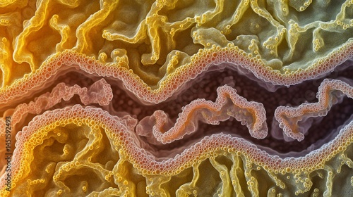 Obraz na płótnie Intricate Patterns of Intestinal Microvilli Revealing Natures Microscopic Architecture w salonie
