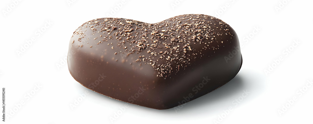 Heart-shaped chocolate candy,sprinkles, white background