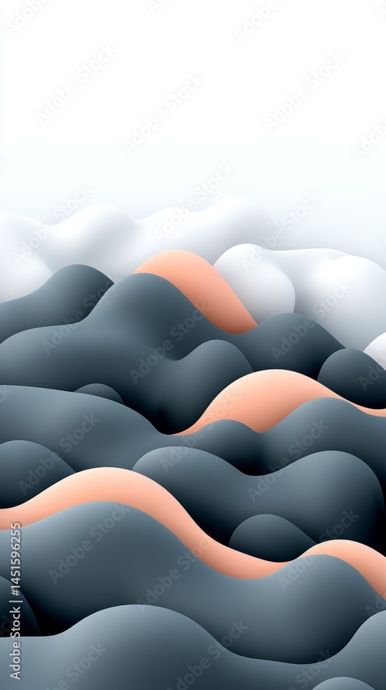 Obraz premium Abstract Peach Gray White Undulating Hills Background
