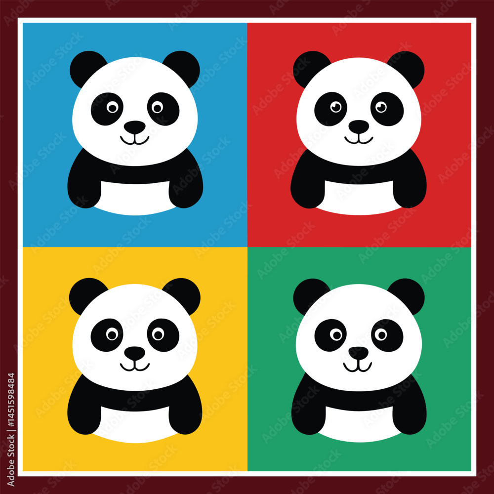 Fototapeta premium Simple panda icon vector