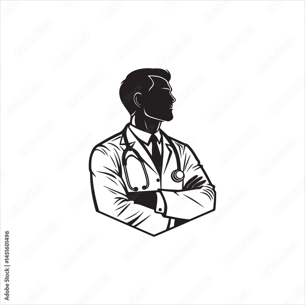 Black Silhouette Medical Team Illustration Black Silhouette Medical Team Illustration