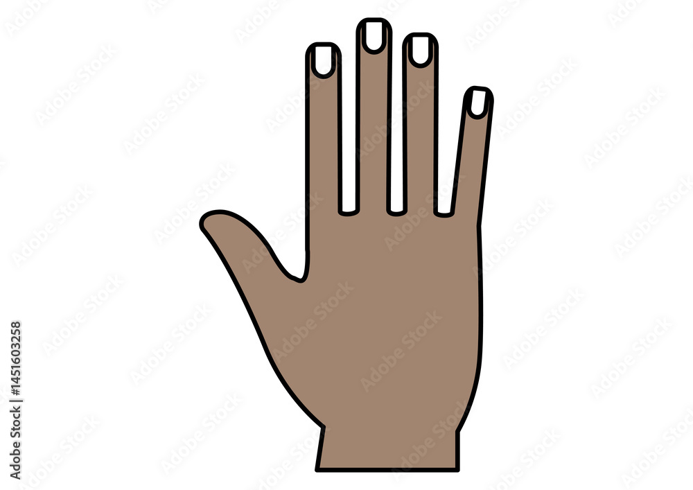 Obraz premium 褐色肌の右側の開いた手の甲のアイコン