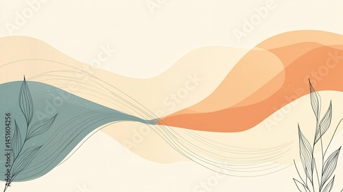 Abstract pastel background with botanical elements for minimalist design