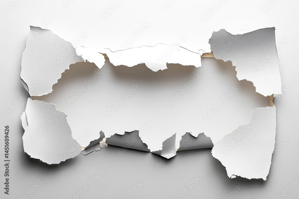 Ripped white paper, empty frame Ripped white paper, empty frame