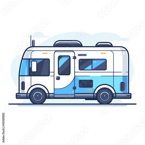 Vintage retro minivan, vector illustration in flat cartoon style
