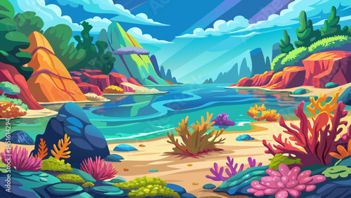 Colorful coral reefs shimmer beneath the surface, just steps away from a pristine beach