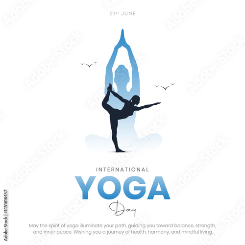 International Yoga Day Social Media Post and Greeting Card Design. Modern and Minimal Yoga Day Creative with Yoga Pose Silhouette Vector Illustration