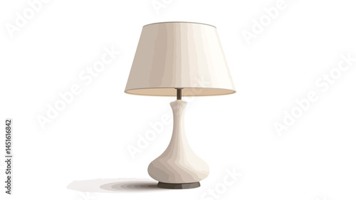 This photo shows a carefully photographed cream-colored table lamp against a pure white background. The lamp features a classic, slightly curved ceramic base with a pearlescent finish.