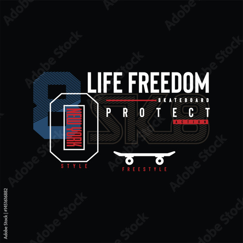 Bold and edgy vector typography design for extreme skateboard sports featuring street-style slogans and motivational words that celebrate freedom, risk-taking, energy, and unstoppable urban spirit.
