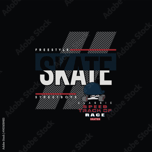 Bold and edgy vector typography design for extreme skateboard sports featuring street-style slogans and motivational words that celebrate freedom, risk-taking, energy, and unstoppable urban spirit.
