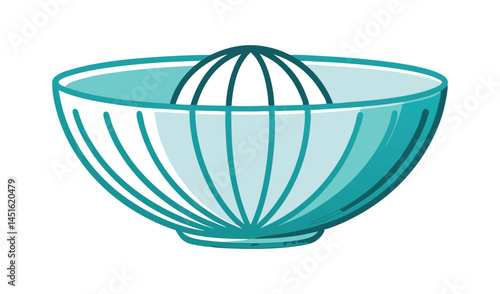Teal ceramic citrus juicer bowl illustration