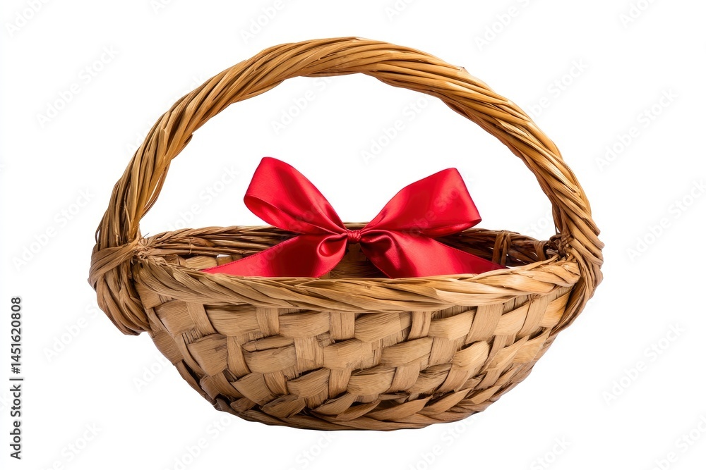 Wicker Basket with Red Bow Wicker Basket with Red Bow