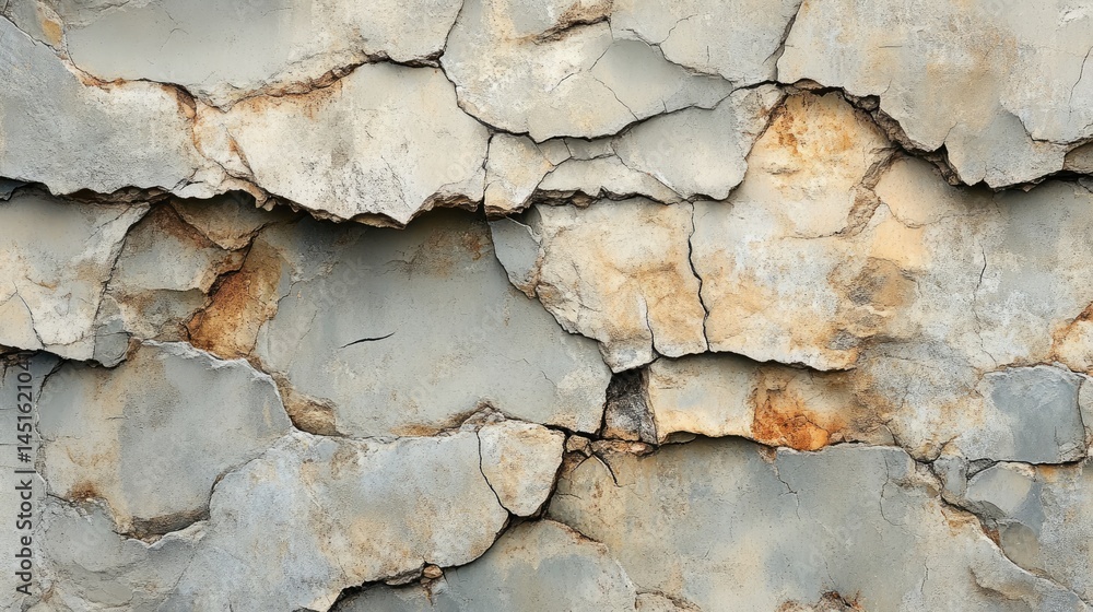 Obraz premium Aged, weathered stone with extensive cracking.