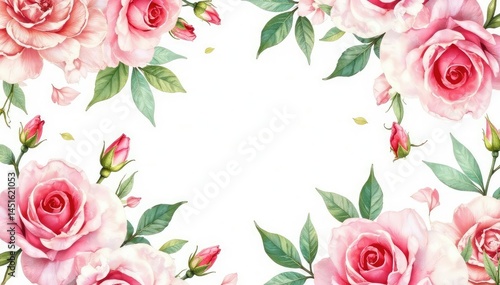 Wallpaper Mural Delicate watercolor roses & leaves, repeating pattern , watercolor, spring Torontodigital.ca