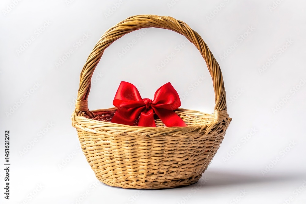 Wicker Basket with Red Bow Wicker Basket with Red Bow