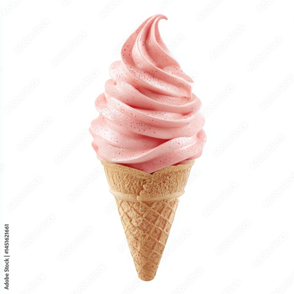 Pink ice cream cone dessert isolated on white background Pink ice cream cone dessert isolated on white background