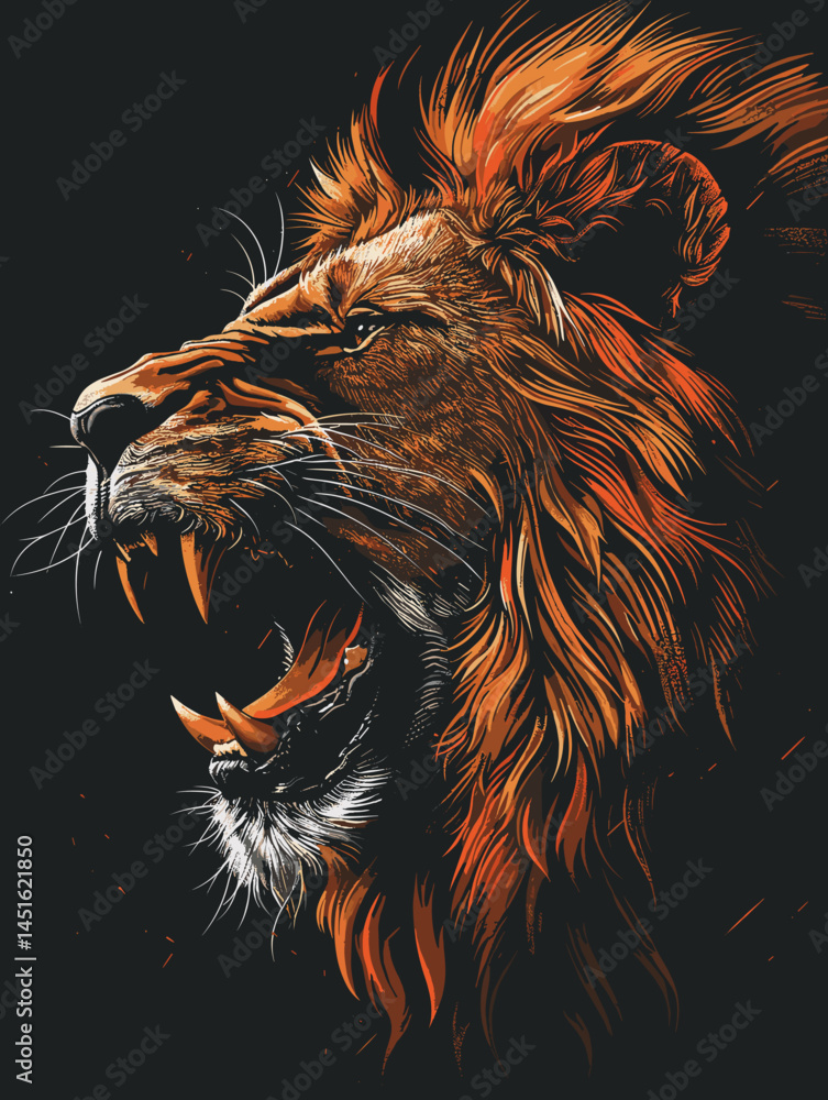 Naklejka premium Lion head vector illustration for t-shirt print or poster