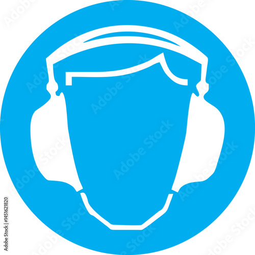 mandatory sign indicating requirement to wear ear protection in high noise or hazardous work areas