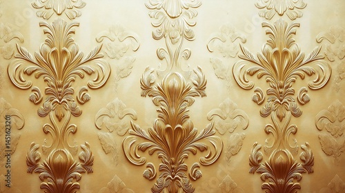 Luxurious Gold Damask Wallpaper Texture Background for Elegant Designs